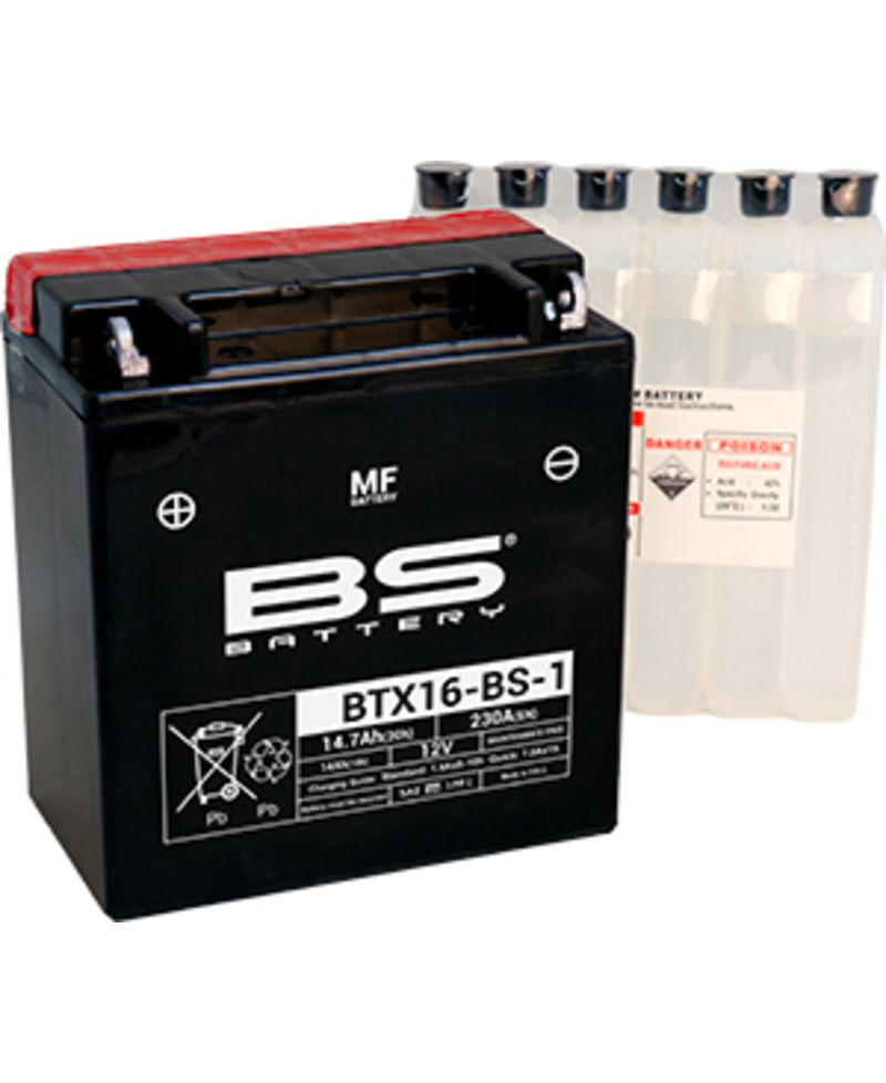 Batterie BS BATTERY sans entretien livrée avec pack acide - BTX16-BS-1