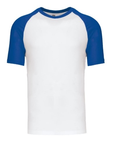 T-shirt bicolore - K330 - 2XL - Blanc/Royal Bleu - KARIBAN
