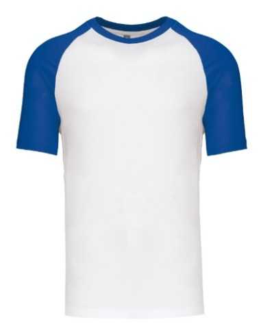 T-shirt bicolore - K330 - L - Blanc/Royal Bleu - KARIBAN