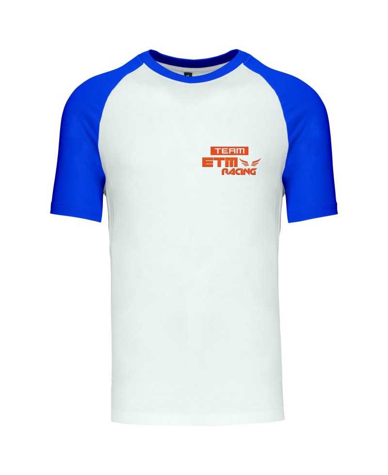 T-shirt bicolore - K330 - S - Blanc/Royal Bleu - ETM RACING