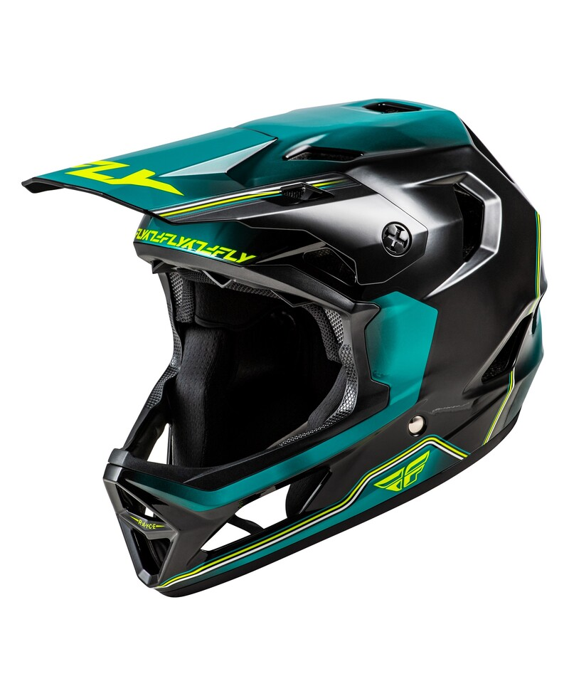 Casque enfant velo FLY RACING Rayce Repeat - noir/Teal/Hi-Vis - YS