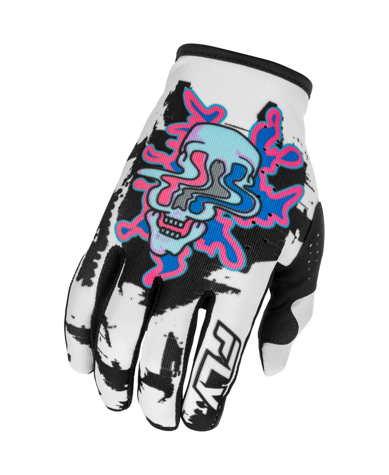 Gants enfant FLY RACING Lite Warp Special Edition - blanc/bleu/rose - Taille YL