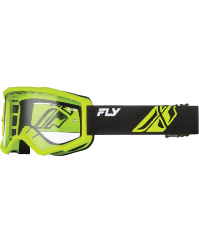 Masque FLY RACING Focus noir/jaune fluo - Ã©cran clair - Taille