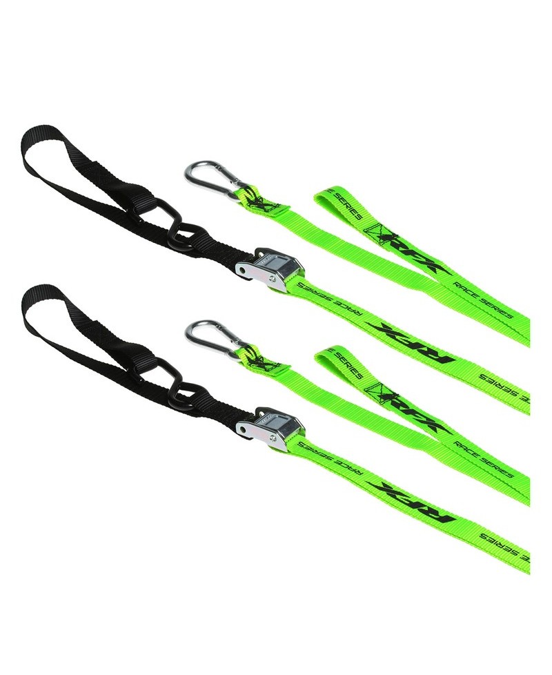 Sangles d'arrimage RFX série 1.0 Race(Haute visibilité/Noir) avec boucle supplémentaire et clip mousqueton
