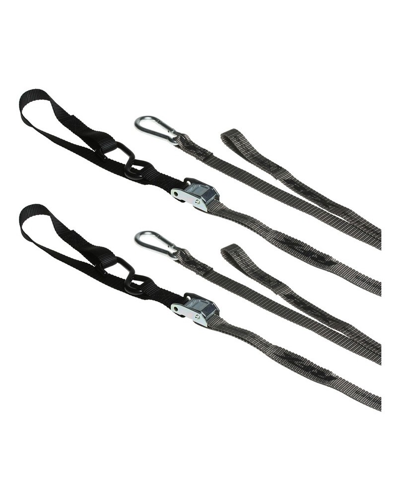 Sangles d'arrimage RFX série 1.0 Race (Gris/Noir) avec boucle supplémentaire et clip mousqueton