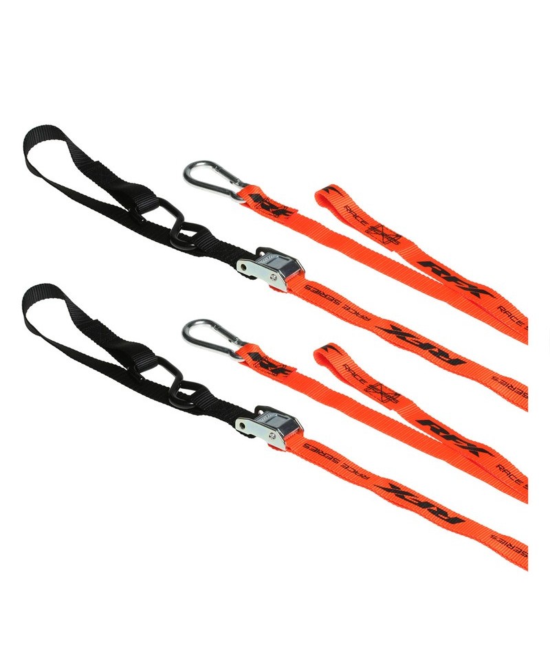 Sangles d'arrimage RFX série 1.0 Race (Orange/Noir)  (Orange/Noir) avec boucle supplémentaire et clip mousqueton
