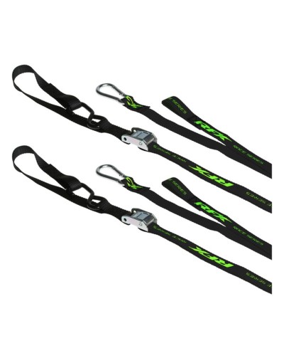 Sangles d'arrimage RFX série 1.0 Race (Noir/Haute visibilité) avec boucle supplémentaire et clip mousqueton