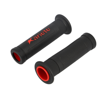 REVETEMENT/POIGNEE ARIETE ARIRAM NOIR/ROUGE (PR)  - 120MM - DEBOUCHE POUR EMBOUT DE GUIDON