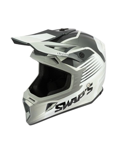 Casque SWAPS Cross S818 Gris Blanc Noir L