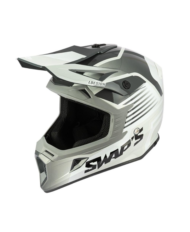 Casque SWAPS Cross S818 Gris Blanc Noir L