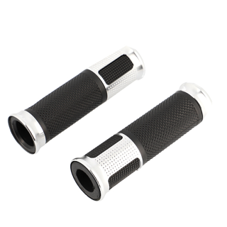 REVETEMENT/POIGNEE BLACKWAY HANZO NOIR/ARGENT (PR)  - DEBOUCHE POUR EMBOUT DE GUIDON