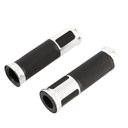 REVETEMENT/POIGNEE BLACKWAY HANZO NOIR/ARGENT (PR)  - DEBOUCHE POUR EMBOUT DE GUIDON