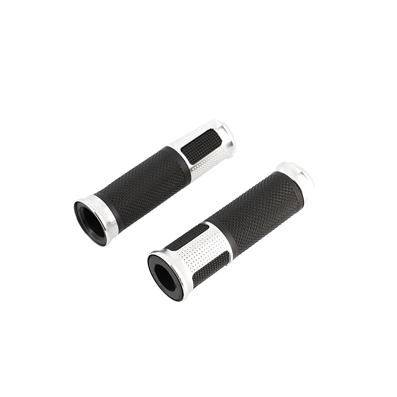 REVETEMENT/POIGNEE BLACKWAY HANZO NOIR/ARGENT (PR)  - DEBOUCHE POUR EMBOUT DE GUIDON