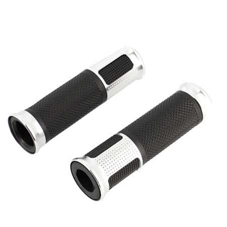 REVETEMENT/POIGNEE BLACKWAY HANZO NOIR/ARGENT (PR)  - DEBOUCHE POUR EMBOUT DE GUIDON