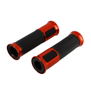 REVETEMENT/POIGNEE BLACKWAY HANZO NOIR/ROUGE (PR)  - DEBOUCHE POUR EMBOUT DE GUIDON