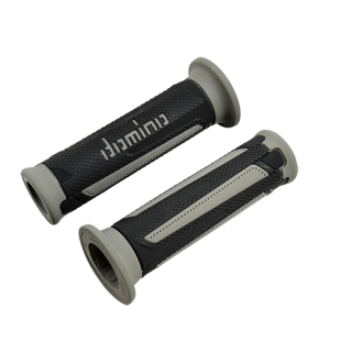 REVETEMENT/POIGNEE DOMINO A350 TURISMO NOIR/GRIS (PR) DEBOUCHE POUR EMBOUT GUIDON