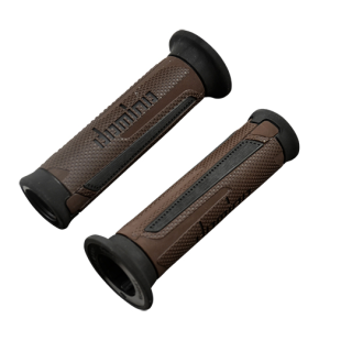 REVETEMENT/POIGNEE DOMINO A350 TURISMO NOIR/MARRON (PR) DEBOUCHE POUR EMBOUT GUIDON