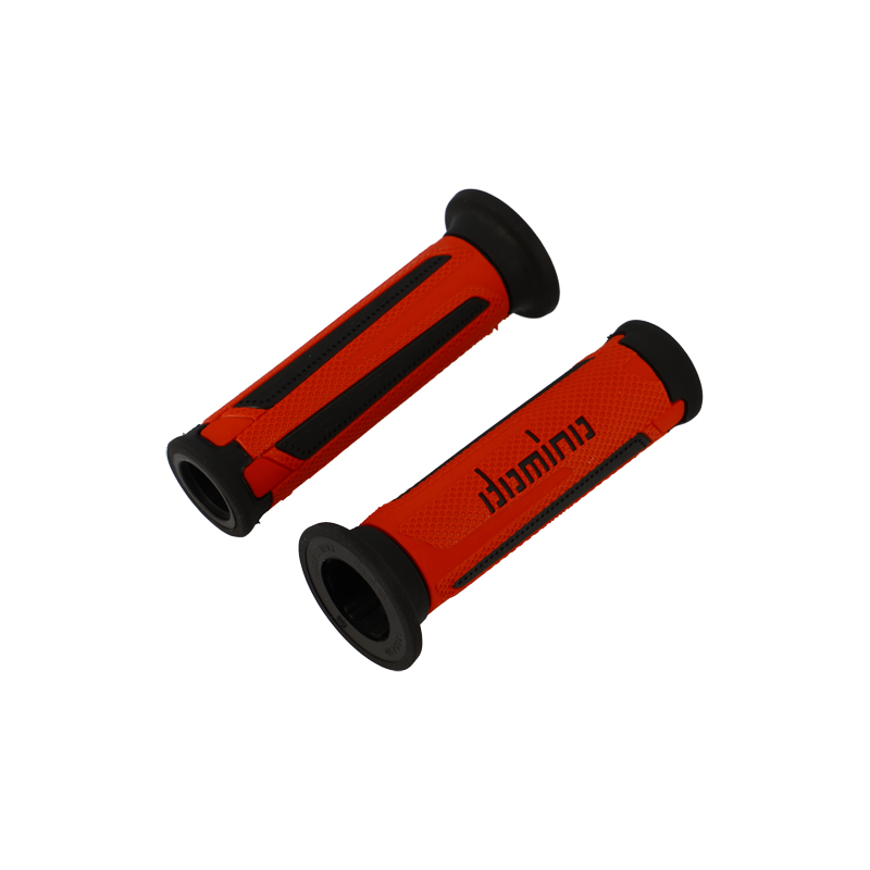 REVETEMENT/POIGNEE DOMINO A350 TURISMO ROUGE/NOIR (PR) DEBOUCHE POUR EMBOUT GUIDON