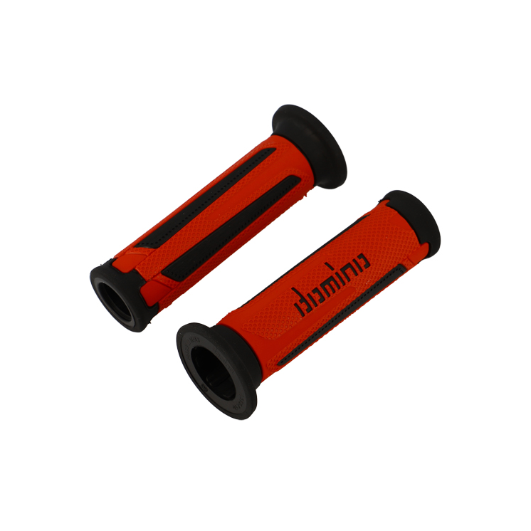 REVETEMENT/POIGNEE DOMINO A350 TURISMO ROUGE/NOIR (PR) DEBOUCHE POUR EMBOUT GUIDON
