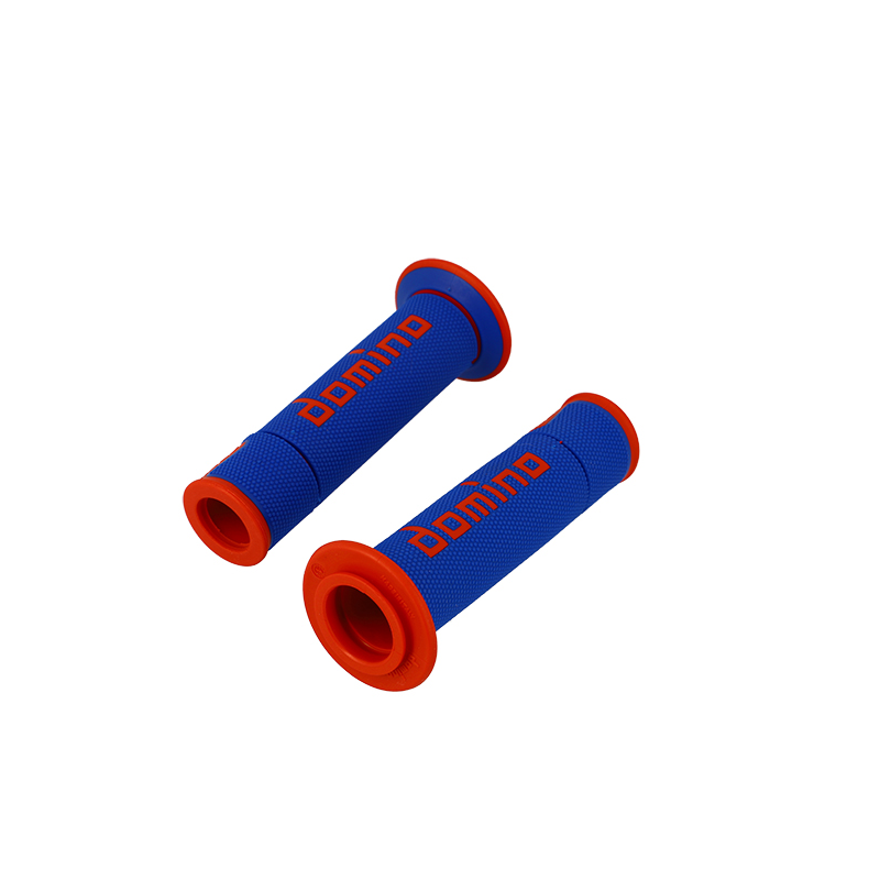 REVETEMENT/POIGNEE DOMINO A450 BLEU/ROUGE (PR) DEBOUCHE POUR EMBOUT GUIDON