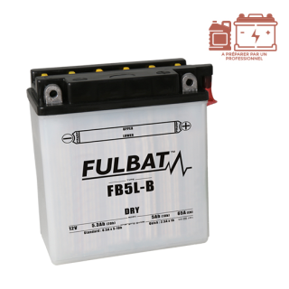 BATTERIE FB5L-B FULBAT 12V5AH LG120 L60 H130 (LIVRE AVEC ACIDE)