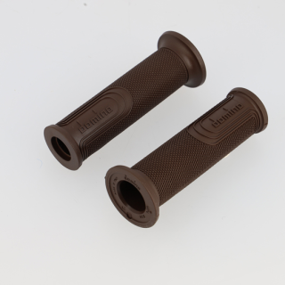 REVETEMENT/POIGNEE DOMINO STYLE MARRON (PR) 120MM DEBOUCHE POUR EMBOUT GUIDON