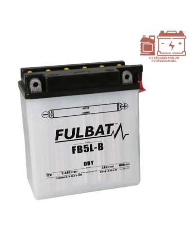 BATTERIE FB5L-B FULBAT 12V5AH LG120 L60 H130 (LIVRE AVEC ACIDE)