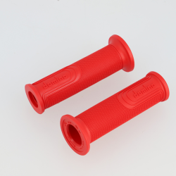 REVETEMENT/POIGNEE DOMINO STYLE ROUGE (PR) 120MM DEBOUCHE POUR EMBOUT GUIDON