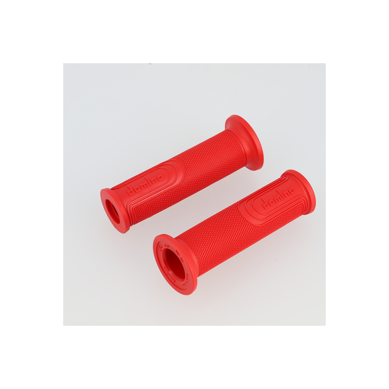 REVETEMENT/POIGNEE DOMINO STYLE ROUGE (PR) 120MM DEBOUCHE POUR EMBOUT GUIDON