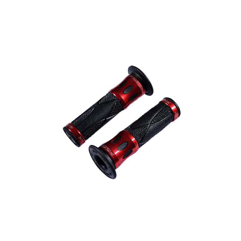 REVETEMENT/POIGNEE PROGRIP ROAD 728 NOIR/ROUGE (PR) BAGUE ALU 122MM