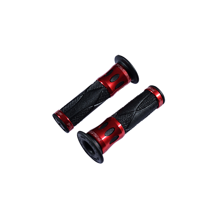 REVETEMENT/POIGNEE PROGRIP ROAD 728 NOIR/ROUGE (PR) BAGUE ALU 122MM