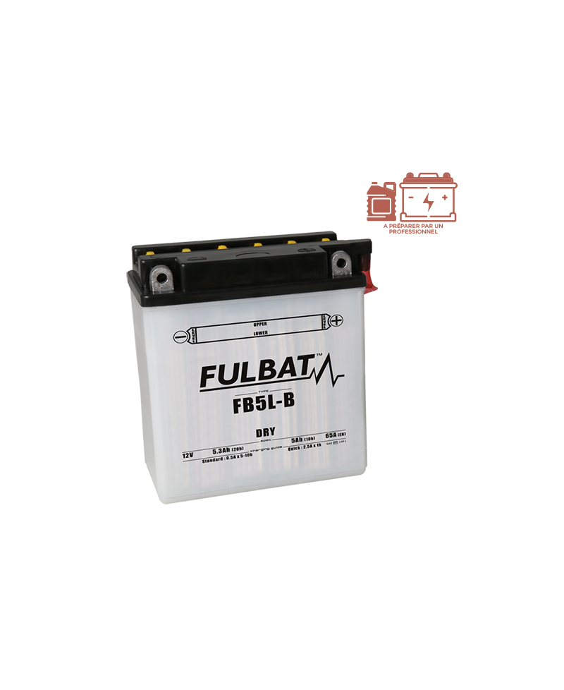 BATTERIE FB5L-B FULBAT 12V5AH LG120 L60 H130 (LIVRE AVEC ACIDE)