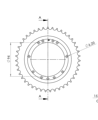 COURONNE CYCLO 23 ADAPT. 103 SL 43DTS (D94) 11 TROUS