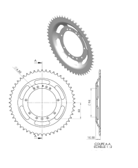 COURONNE CYCLO 22 ADAPT. 103 RAYONS 52DTS (D94) 11 TROUS