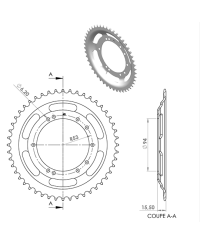 COURONNE CYCLO 20 ADAPT. 103 BTS TOLE  48DTS (D94) 10 TROUS