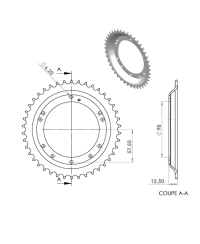 COURONNE CYCLO 21 ADAPT. 103 GRIMECA/BERNARDI 42DTS (D98) 10 TROUS