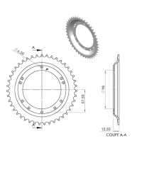 COURONNE CYCLO 21 ADAPT. 103 GRIMECA/BERNARDI 43DTS (D98) 10 TROUS