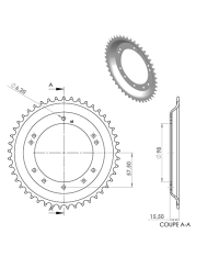 COURONNE CYCLO 21 ADAPT. 103 GRIMECA/BERNARDI 45DTS (D98) 10 TROUS