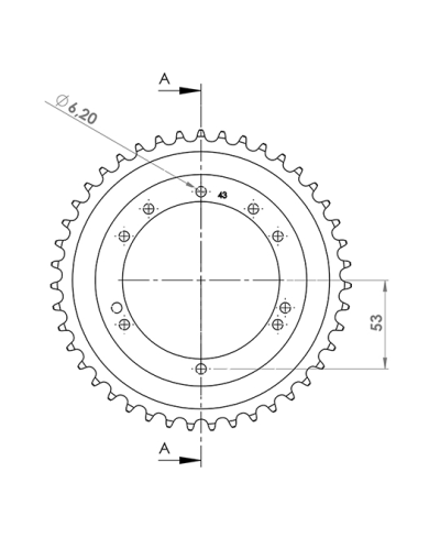 COURONNE CYCLO 27 ADAPT. MBK 40/50 44DTS (D94) 10 TROUS