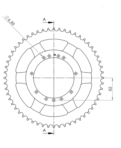 COURONNE CYCLO 26 ADAPT. MBK 51V/41 56DTS (D94)  11 TROUS