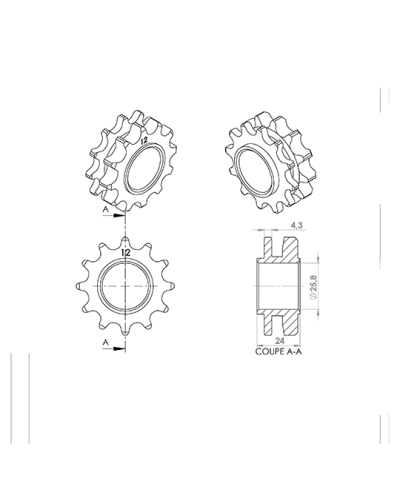 PIGNON CYCLO ADAPT. MBK 51 12DTS