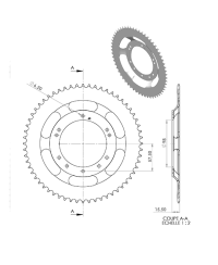 COURONNE CYCLO 21 ADAPT. 103 GRIMECA/BERNARDI 60DTS (D98) 10 TROUS