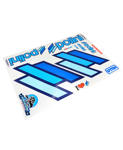 AUTOCOLLANT MARQUE POLINI TEAM SCOOTER 1 PLANCHE GAUCHE + 1 PLANCHE DROITE (50X35CM)