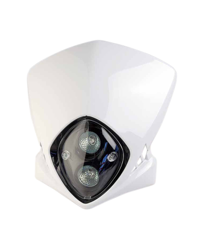 TETE DE FOURCHE MECABOITE/MOTO/CYCLO TUN'R* RACING BLANC (DOUBLE OPTIQUE HALOGENE 2X20W)