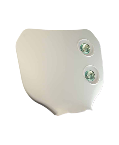 TETE DE FOURCHE MECABOITE/MOTO/CYCLO TUN'R* NUMERO BLANC (DOUBLE OPTIQUE HALOGENE 2X20W)