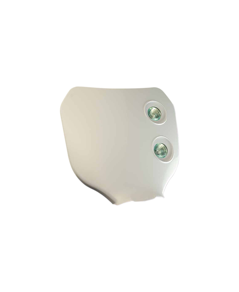 TETE DE FOURCHE MECABOITE/MOTO/CYCLO TUN'R* NUMERO BLANC (DOUBLE OPTIQUE HALOGENE 2X20W)