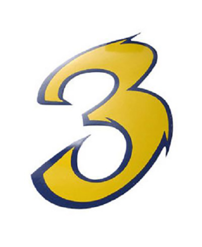 AUTOCOLLANT NUMERO 3 JAUNE LONG. 9CM