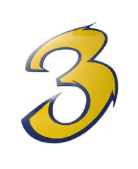 AUTOCOLLANT NUMERO 3 JAUNE LONG. 9CM