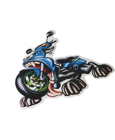AUTOCOLLANT RACING SCOOTER EN RAGE (10CM)