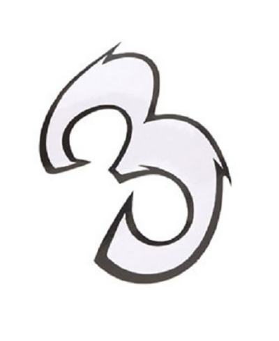 AUTOCOLLANT NUMERO 3 BLANC L13